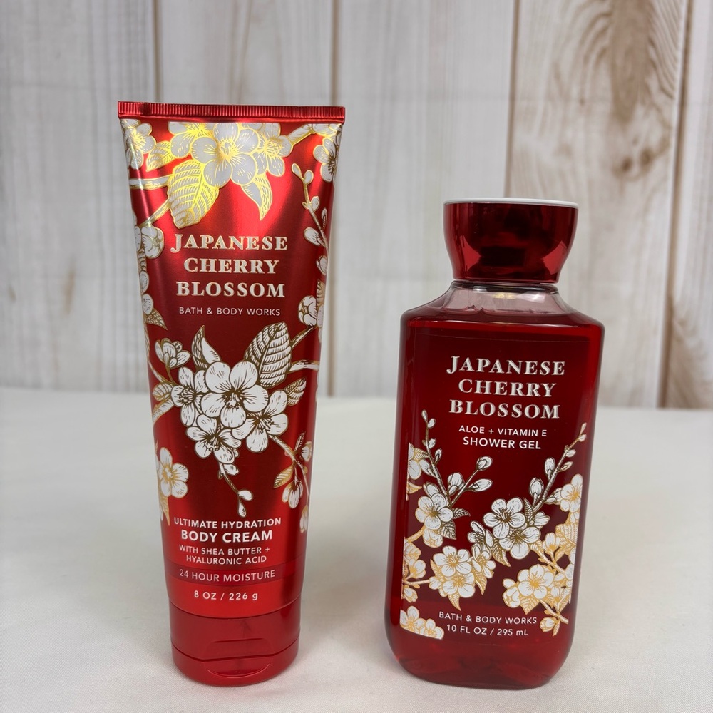 Bath & Body Works Japanese Cherry Blossom Shower Gel and Body Cream 2 Piece Set - Picture 1 of 10